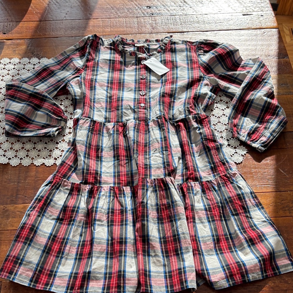 Crewcuts Plaid Dress - Red, Blue, and White